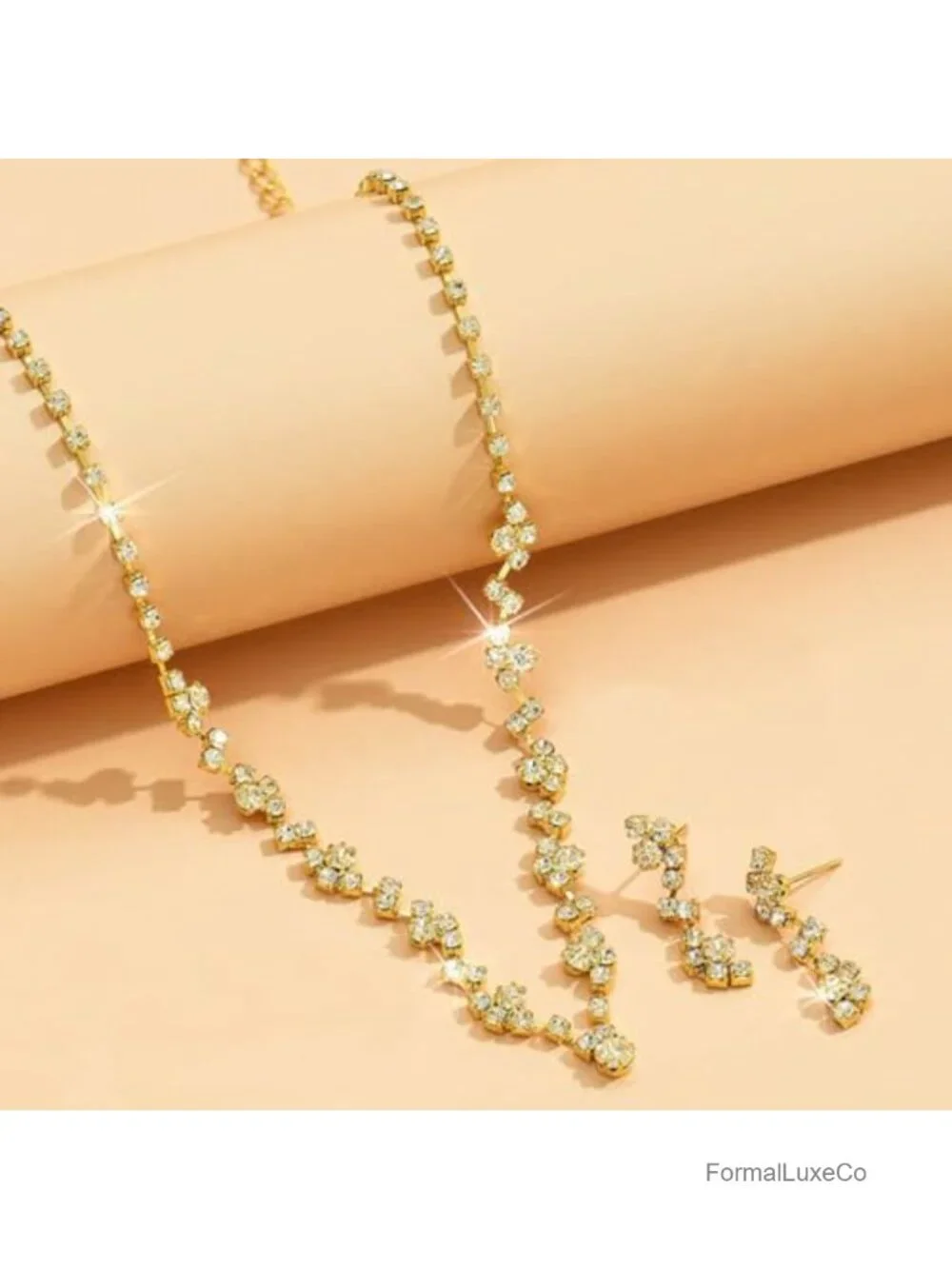 Crystal Rhinestone Bridal Jewelry Set with Choker Necklace and Earrings